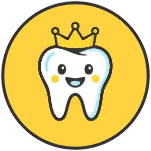 Tooth mascot wearing a crown, symbolizing pediatric dental crowns in Pembroke Pines at Hello Kids Dentistry.