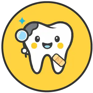 Tooth mascot with magnifying glass and bandage, symbolizing pediatric preventive dentistry in Pembroke Pines at Hello Kids Dentistry