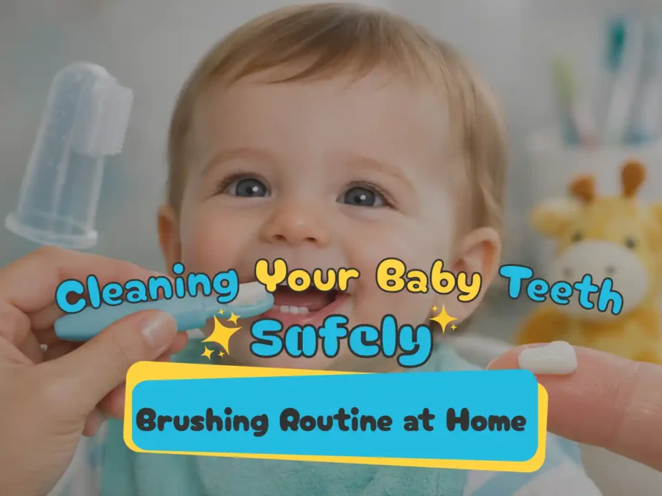 Parent gently brushing baby’s first tooth with a soft infant toothbrush at home | Hello Kids Dentistry Kids Dentist Pembroke Pines