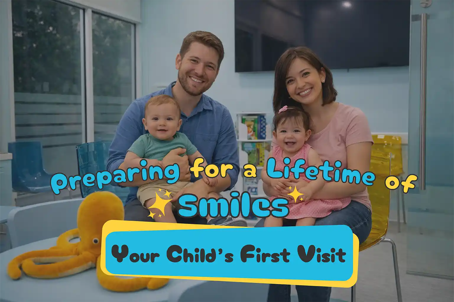 Happy parents with their baby during a first dental visit at Hello Kids Dentistry in Pembroke Pines