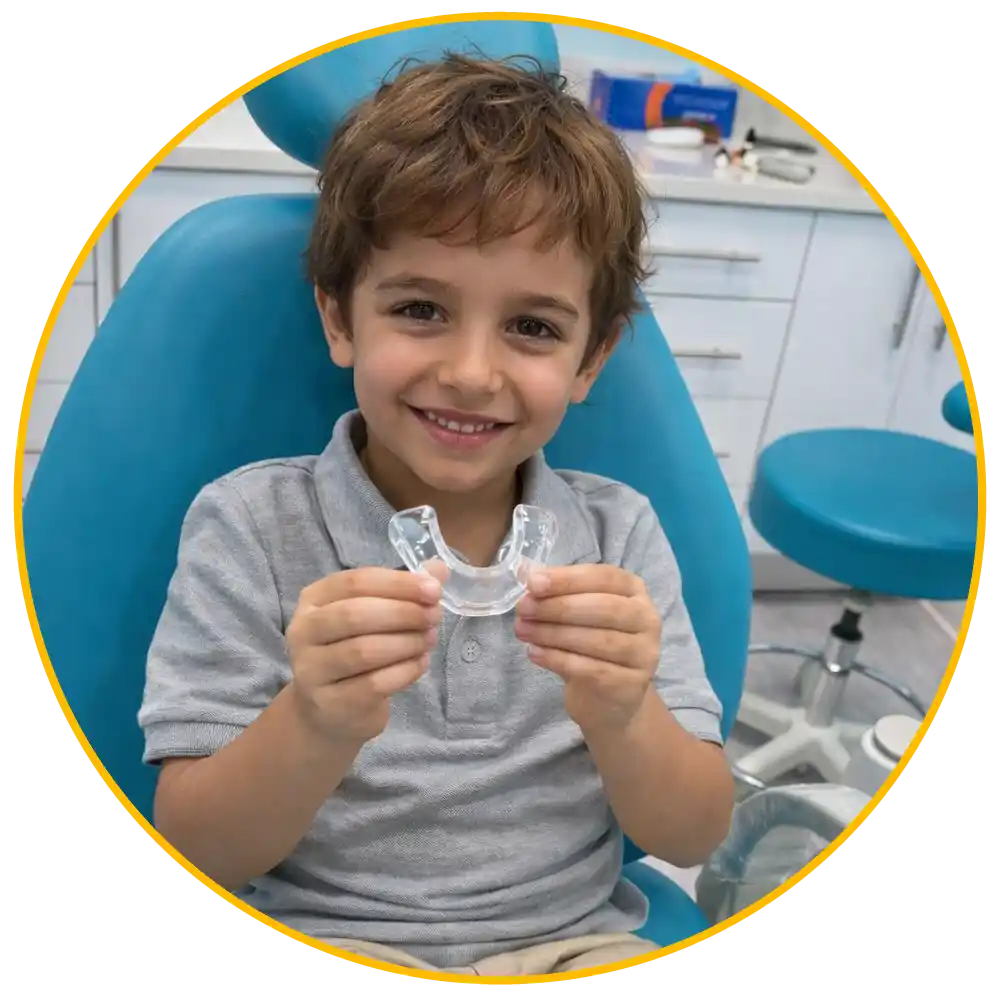 Custom sports mouthguard for kids provided by a dentist limited to pediatric dentistry in Pembroke Pines Florida.